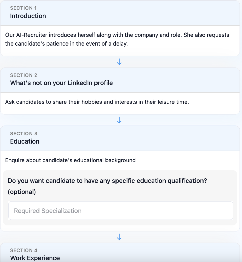 The tool facilitates inquiries about location preferences and salary requirements, ensuring alignment with job expectations. It offers a selection of questions for HR to choose from.